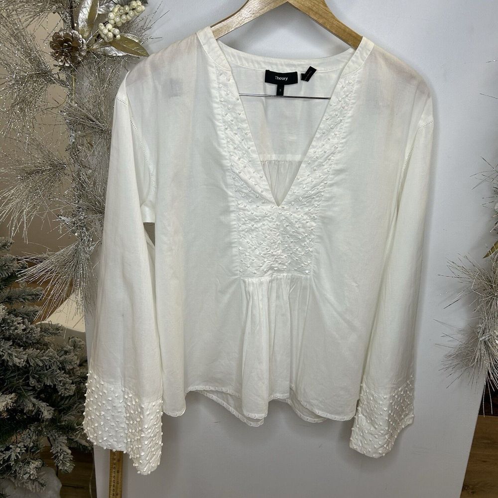 Women's Theory Matara White Blouse‎ Size Small